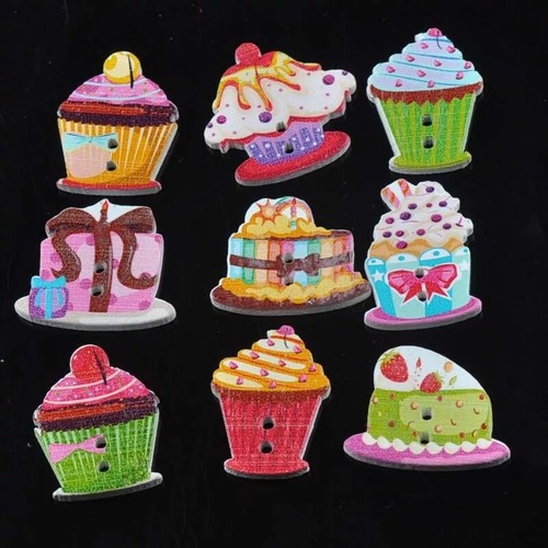 Pcs wooden cake - wooden, buttons