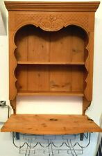 PINE WALL UNIT VINTAGE STUNNING GLASS & WINE HOLDER SHELVES SOLID COLLECT ONLY