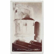 PORTHCAWL Ancient Pulpit in Newton Church RP Postcard, Postmark Porthcawl 1911