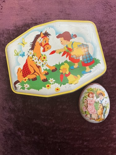 Vintage tin child dog - tin~child,