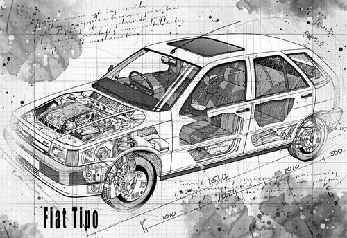 Line tech drawing fiat - line,