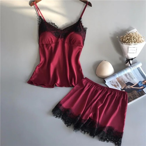Womens sexy satin silk lace - satin,
