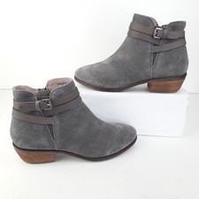 Fat Face Womens Boots UK 3 Grey Pull On Suede Leather Ladies Ankle Shoes EUR 36
