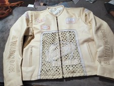 Rare Vanson Leathers X-Ray Campione Handwoven Beige Leather Jacket Motorcycle Ra