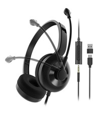 Headset Wired Headsets with Mic for Work,Over-Ear Headset with Mute Option
