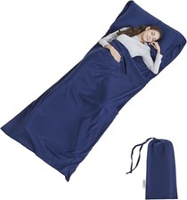 SCM Soft Lightweight Travel Sleeping Bag Liner Sheet 90 x 220cm- Navy or Green