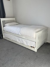 White Wooden Single Bed With