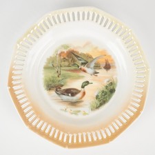 Schumann Reticulated Plate 7 Inches Duck Scene Cream Yellow Orange Bavaria