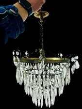 Antique Waterfall Three Tier Crystal Droplet Chandelier