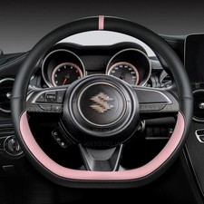 Leather Steering Wheel Cover Microfiber D-Shape Interior for 38cm Suzuki Swift