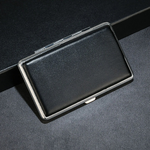 Black leather cigarette box - black,