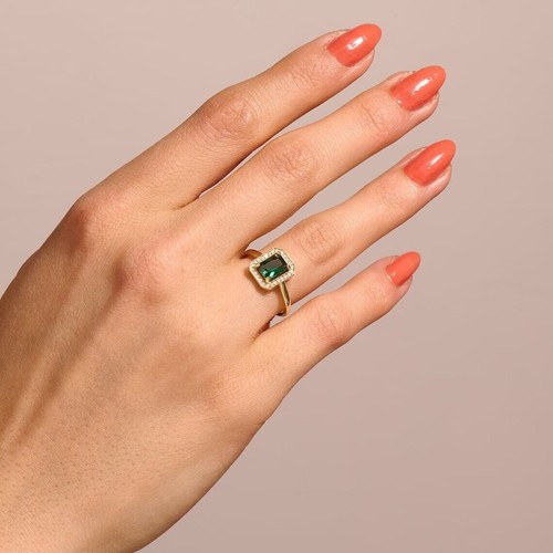 Solitaire green emerald women - green,