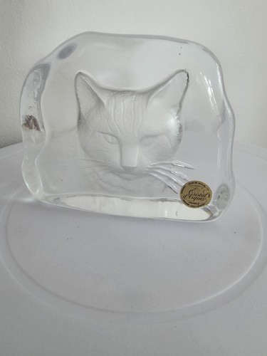 French lead crystal cat - crystal,
