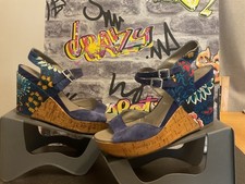 Clarks Wedge Sandals Slingback Women's uk Wide Fit floral purple open toe Shoes