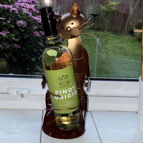 Metal cat wine bottle holder - metal,