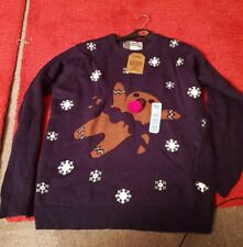 Primark Ladies / Gents Unisex Navy Blue Christmas Jumper. UK Size Large. BNWT 