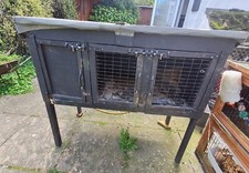 Large Sturdy Outdoor Black Wooden Rabbit Hutch on legs
