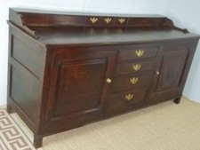 Antique Georgian 18th century Welsh oak dresser base serving table sideboard