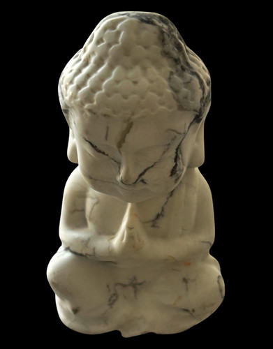 Carved white howlite buddha - howlite,