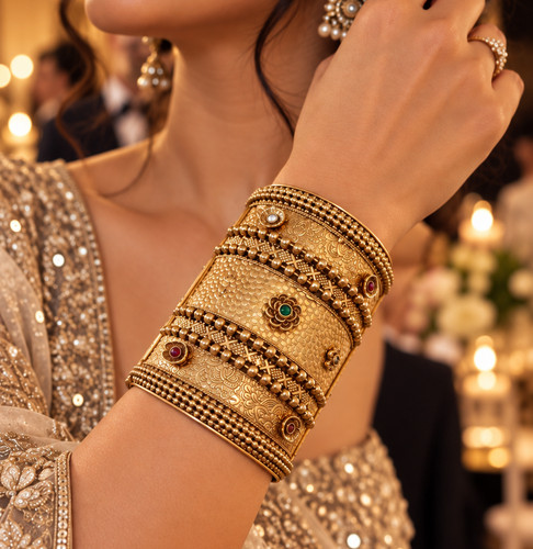Gold cuff bracelet indian - gold,