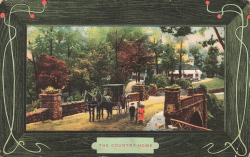 Postcard art country home - art,