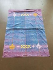 Fine Vintage Traditional Printed Oriental Wool Pink Purple Kilim 193x139cm