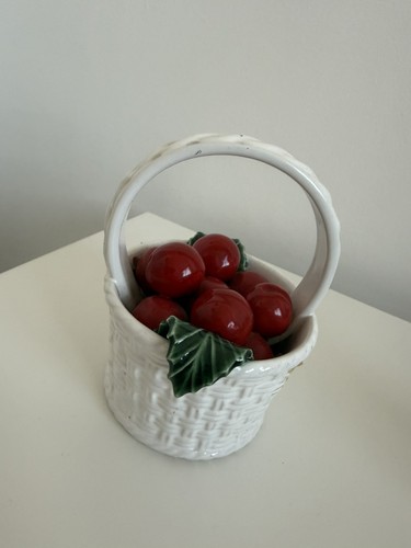 Vintage cherry basket pottery - vintage,