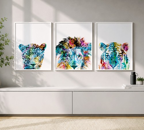 Colorful wild cats - wild, wall