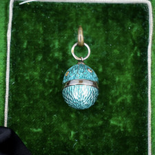 Vintage Silver Blue Enamel Egg