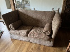Knole Sofa Two-Seater with Drop-Down Ends. Lovely Faded paisley Print. Cosy.