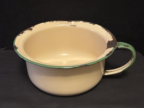 Vintage enamelware chamber pot - vintage,