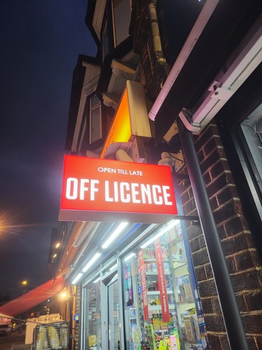 Off licence outdoor led sign - off,