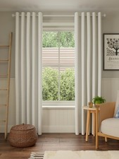 John Lewis Pure Cotton Lined Eyelet Curtains Lily White W228 x 274cm (Dusty) B+