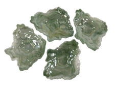 Set of 4 Green Irregular Oyster Style Glass Bowls - Artistic Design Pre Owned 