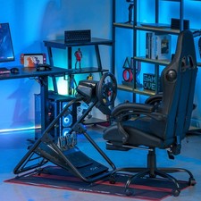 Universal Racing Wheel Foldable Adjustable Steering Stand with Pedal & Shifter