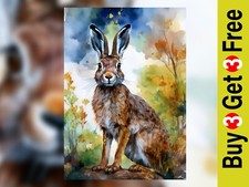 Watchful Woodland Hare 5"x7"