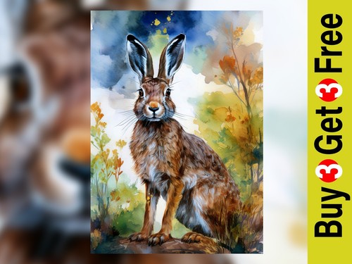 Watchful woodland hare - watchful,