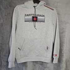 Zavetti Canada Hoodie mens Medium Grey Pullover Logo Streetwear Casual Designer