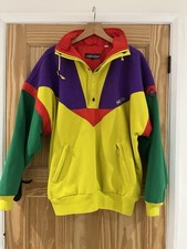 Nevica Vintage Ski Jacket Fleece Size Large Neon Colours Overhead Retro