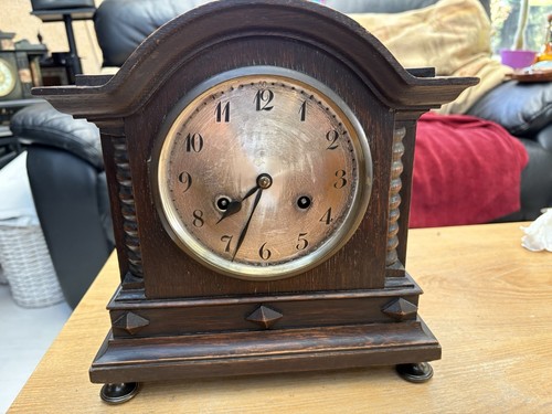 Vintage dark oak mantelpiece - oak,