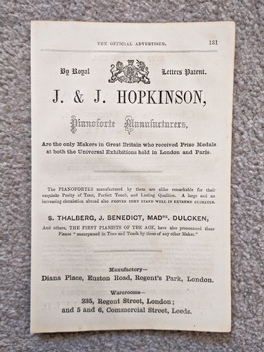 Hopkinson pianofortes - j&j, hopkinson,