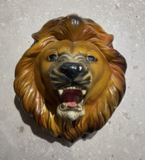 Vintage Lion Head Mid Century Modern Chalkware Hand Painted 1960's/70's