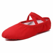 Children Adult Pink Ballet Shoes Canvas Split Sole Pointe Dance Shoes Slippers