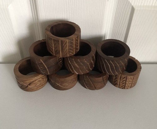 Napkin rings set carved - rings, 8