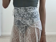 Brand-New White Lace Bandanna, Head Scarf, Belt Scarf