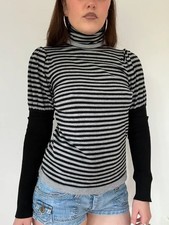 y2k stripy roll neck long