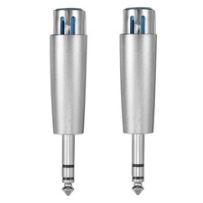 2PCS 6.35mm to Adapter 1/4 inch Male to 3-pin Female Audio Converter