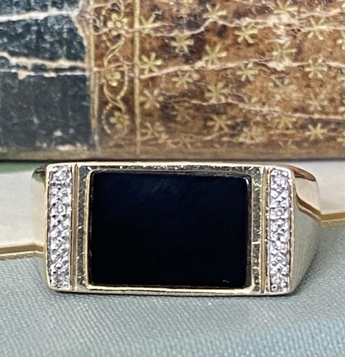 Gents 9ct gold onyx - gents,