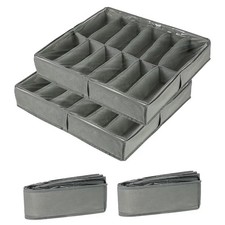 2 x Folding Under Bed Shoe Box with Transparent Lid For 12 Pairs