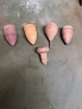 5x Vintage Toys Wooden Spinning Tops Bundle